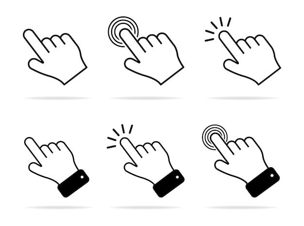 Touch vector icon set Illustratie geïsoleerd voor grafische en webdesign Cursor aanwijzer computermuispictogram Klik cursor stock vector Vector illustratie