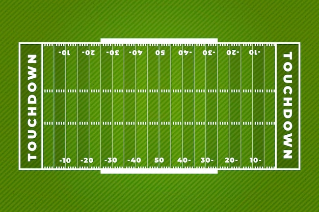 터치 다운 미식 축구 필드 평면 디자인