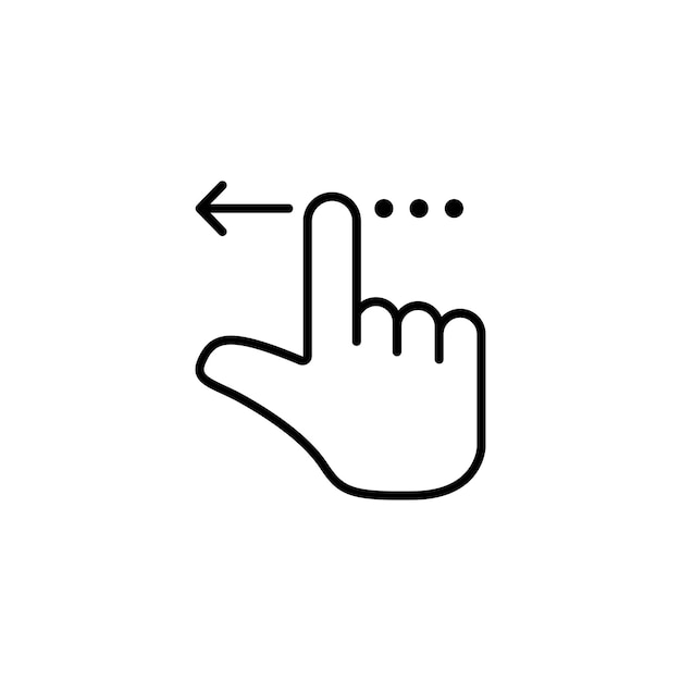 Touchscreen gebaar lijn icoon Verplaats de linker pijl Swipe actie symbool Kwaliteit ontwerp elementen Lineaire stijl touchscreen gebaren icoon Bewerkbare stroke vector