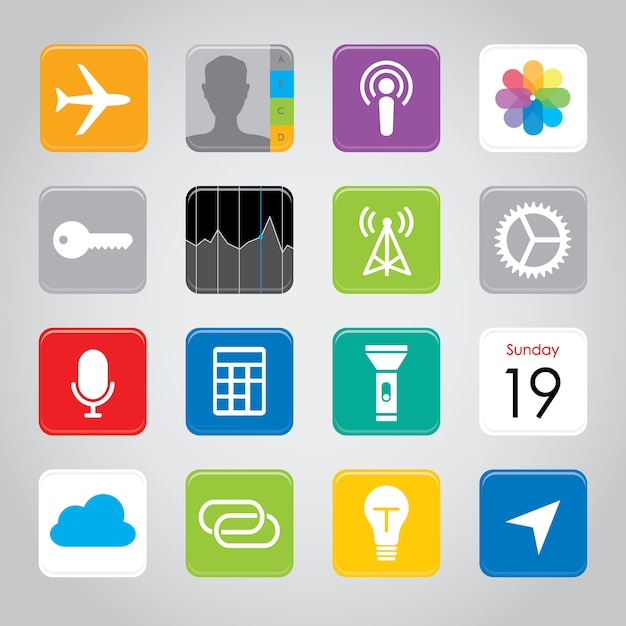 Touchscreen smart phone mobile application button icon 