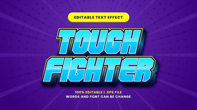 Tough fighter editable text effect in modern 3d style