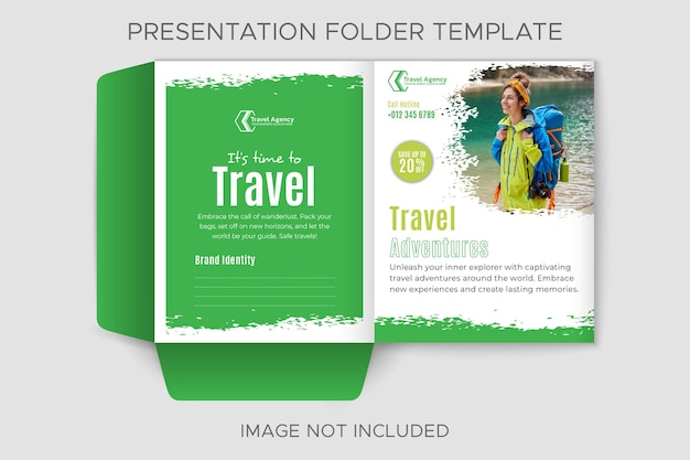 벡터 여행 및 여행사 프레젠테이션 종이 폴더 템플릿