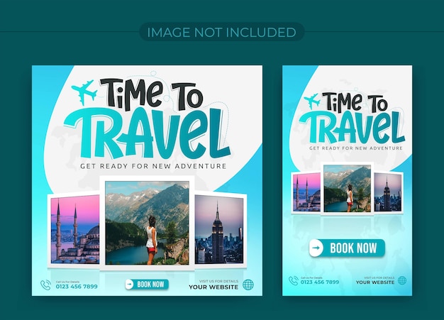 여행 및 여행 인스타그램 게시물 및 스토리 또는 소셜 미디어 게시물 웹 배너 템플릿 디자인