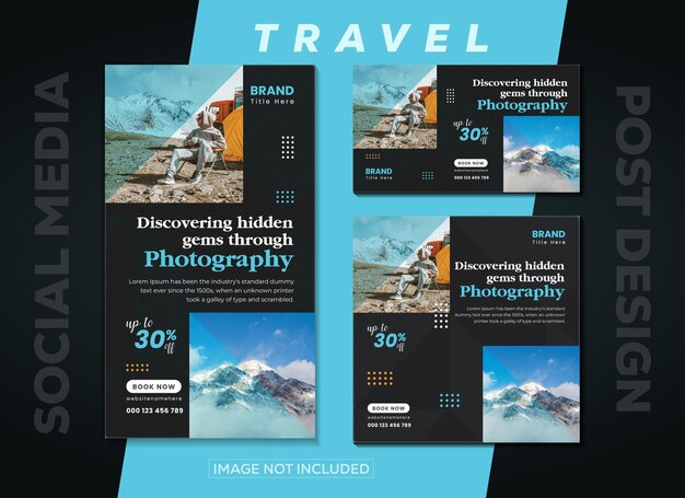 벡터 여행 및 여행 instagram 게시물 또는 소셜 미디어 게시물 웹 배너 템플릿