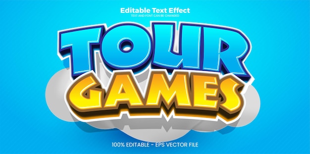 Vector tour game editable text effect in modern trend style