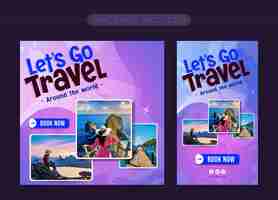 Vector tour and travel instagram post and story or social media post web banner template
