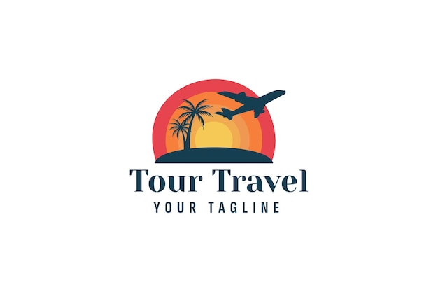 Illustrazione dell'icona vettoriale del logo del tour e del viaggio