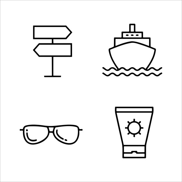 Tour and travel outline icon set vector illustration