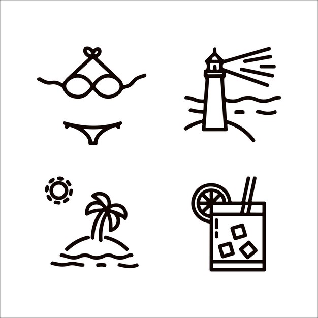 Tour and travel outline icon set vector illustration