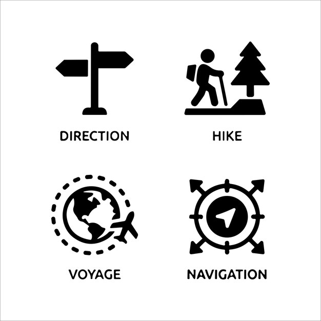 Tour and travel outline icon set vector illustration