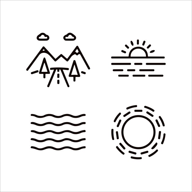 Tour and travel outline icon set vector illustration