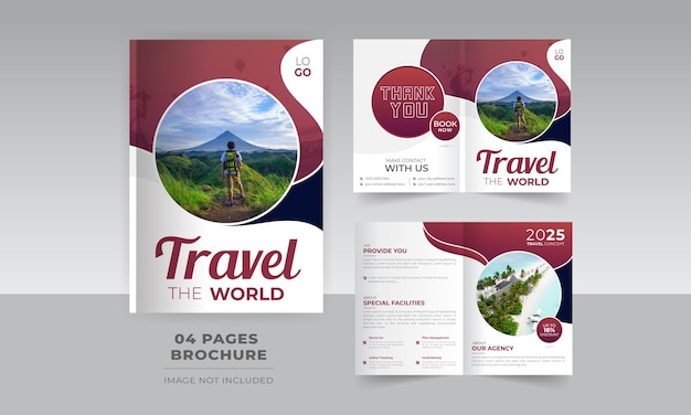 Vendita di pacchetti turistici e di viaggio modello di progettazione brochure bifold di 4 pagine