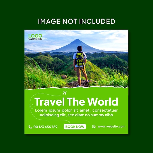 Tour and travel social media post template Premium Vector