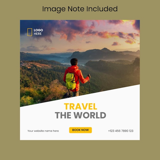 Vector tour and travel social media post web banner template