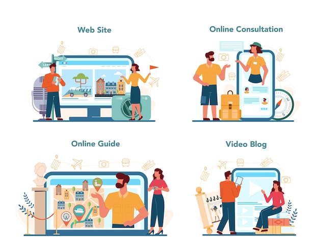 ツアー休暇ガイドオンラインサービスまたはプラットフォームセット。