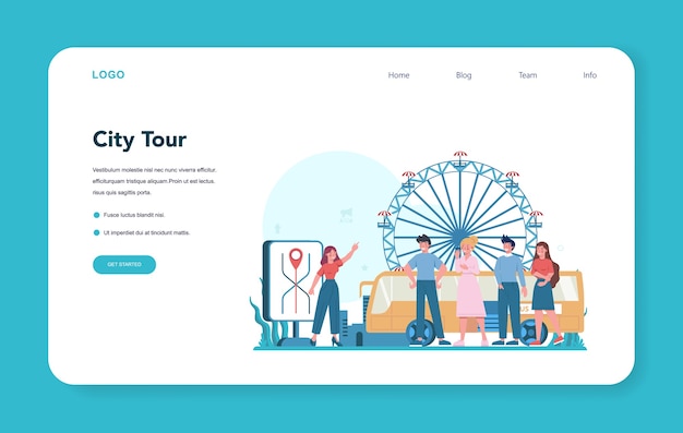 ベクトル ツアー休暇ガイドのwebバナーまたはランディングページ