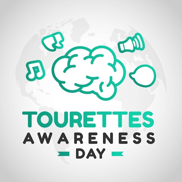 Tourettes Awareness Day Design Tourette Syndrom Month Concept with 청록색 리본