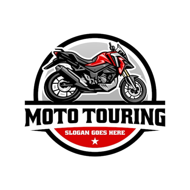 touring and adventure motorcycle logo vector