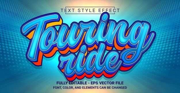 Vector touring ride text style effect editable graphic text template