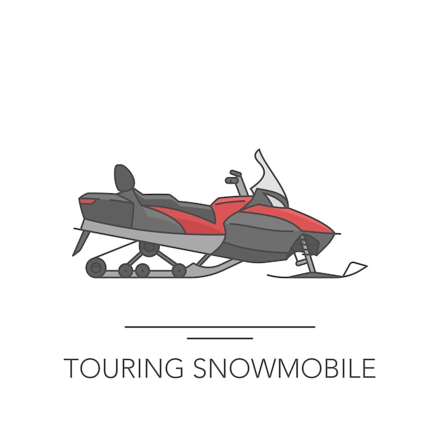 Vector touring sneeuwscooter pictogram schets kleurrijke pictogram van sneeuwscooter op witte vectorillustratie