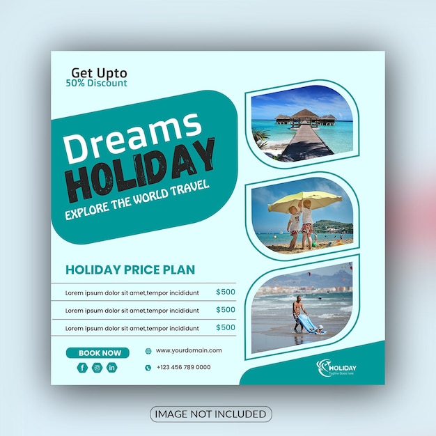 Tourism banner holiday  travel social media design