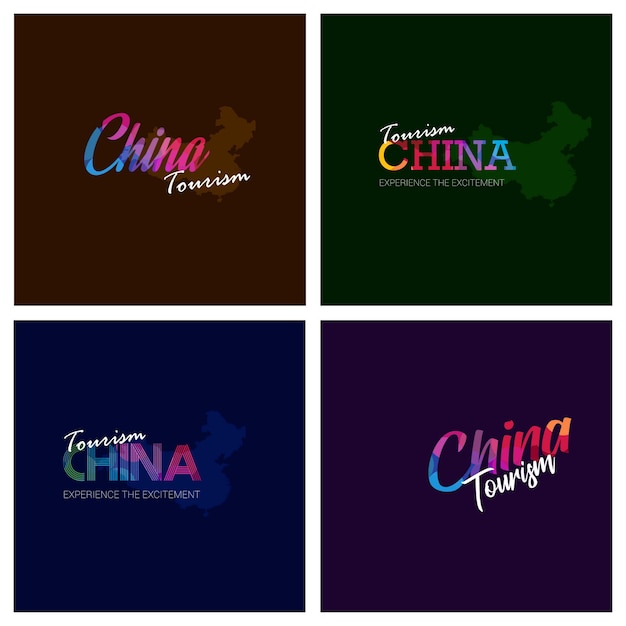 Insieme di logo background tipografia cina turismo