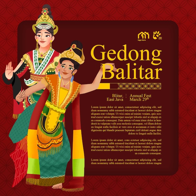 Вектор Размещение туристических мероприятий с индонезийской культурой иллюстрация танцовщицы восточной явы
