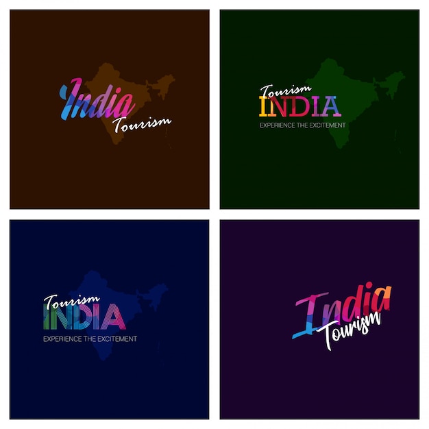 Insieme di logo background tipografia india turismo