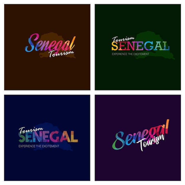 Tipografia senegal turismo logo set di sfondo