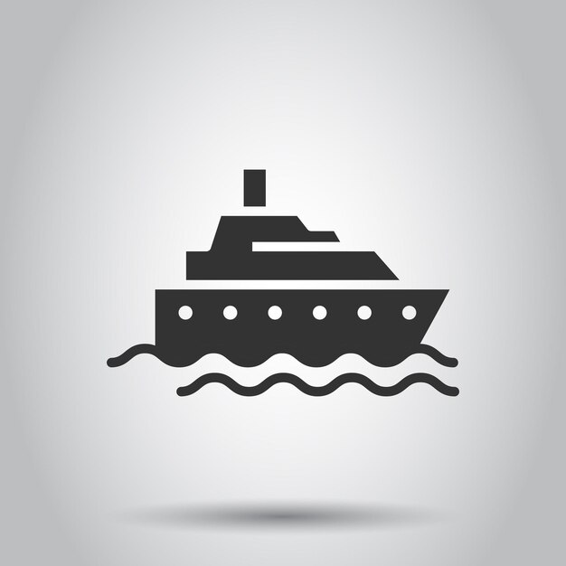 Vettore icona di nave turistica in stile piatto illustrazione vettoriale di barche da pesca su sfondo bianco isolato concetto commerciale di destinazione della petroliera