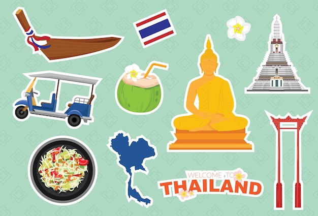 Attrazioni turistiche famosi punti di riferimento viaggiano in thailandia e assaggiano cibo tailandese in vacanza destinazioni di viaggio in asia