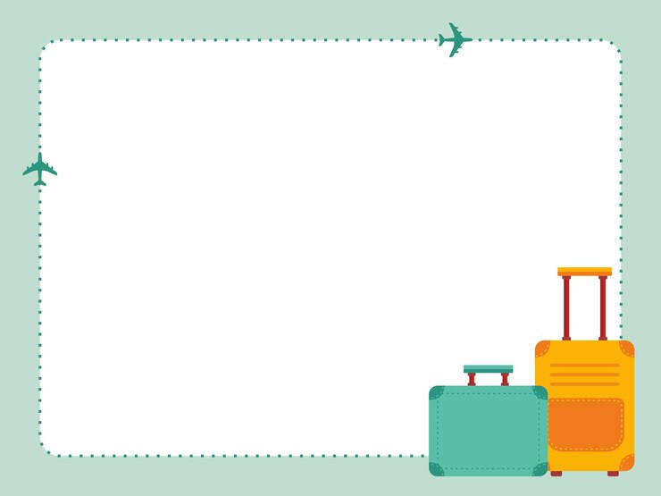 Vector tourist background frame with suitcases and airplanes