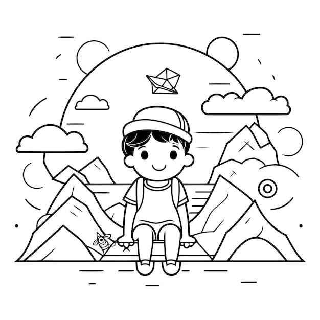 Vector tourist boy cartoon design travel trip vacation tourism and journey theme vector illustration