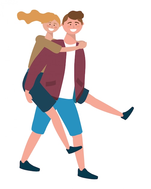 Vector tourist boy and girl with bag design