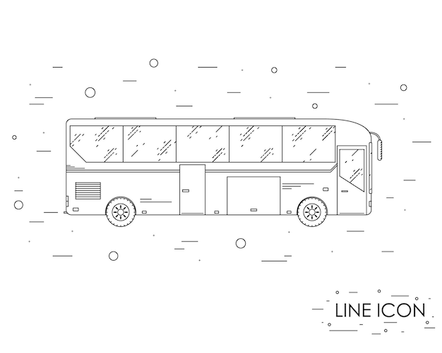 Vector tourist bus. linear style. icon tourism bus. the journey by bus. side view. public transport. vector illustration.