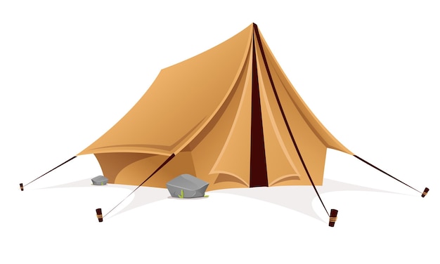Vettore tenda da campeggio turistica, attrezzatura sportiva da campeggio. illustrazione di vettore di stile 3d della tenda per turismo e