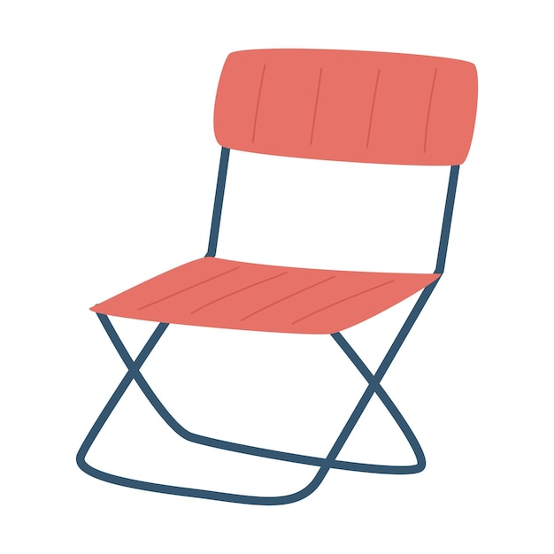 Vector tourist folding chair camping equipment car travel garden a piece of furniture flat vector illustration isolated on a white background