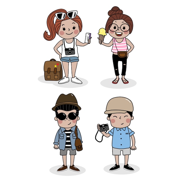 Tourist. men and women outfits in summer