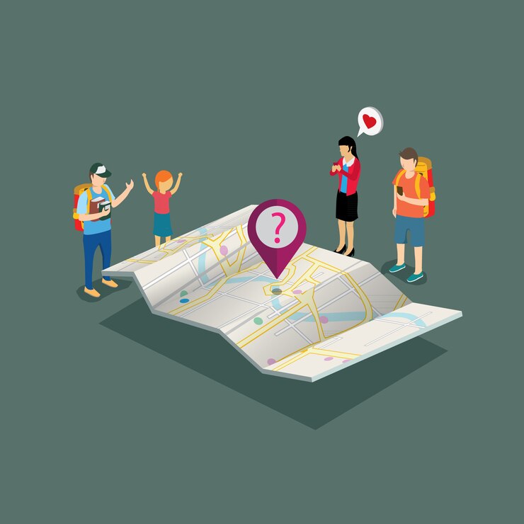 Vector tourist need a map isometric concept