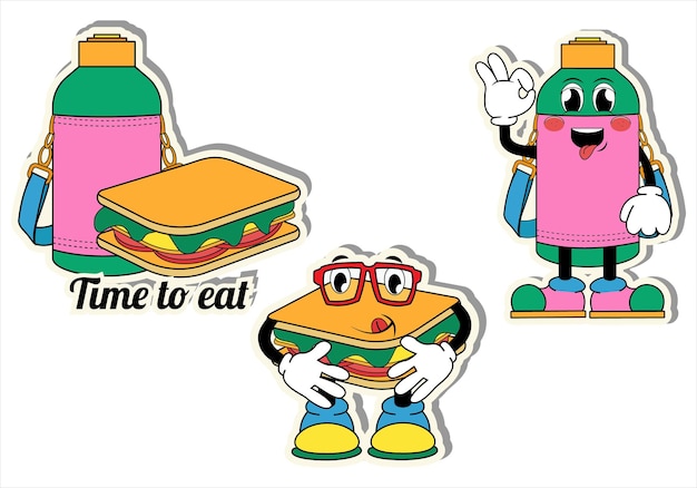 Vector tourist stickers hiking vector food children's stickers