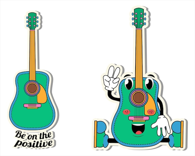 Vector tourist stickers (hiking)! vector guitar! children's stickers!