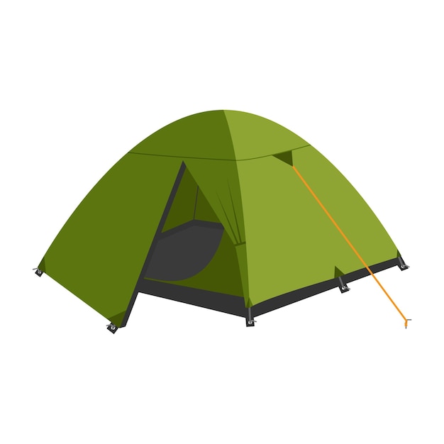 Tourist tent for travel and camping vector illustration flat design stile equipment for hiking in th...