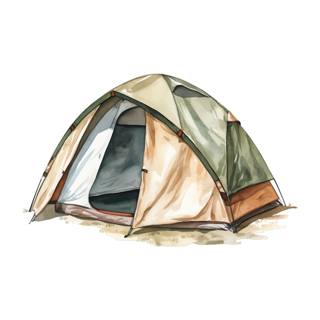 Tourist tent watercolor isolated on a white background