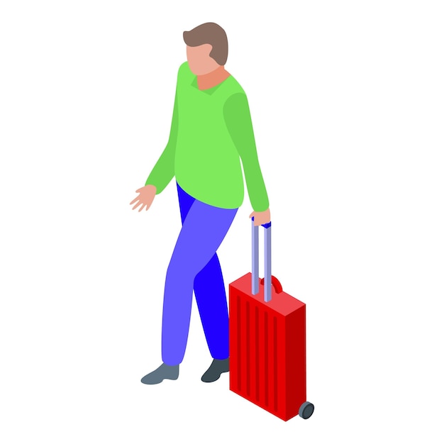 Tourist with travel bag icon Isometric of tourist with travel bag vector icon for web design isolated on white background