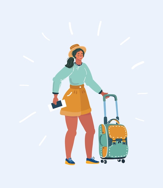 Туристская женщина с багажом