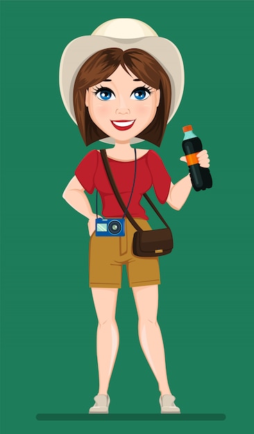 Vector tourist woman