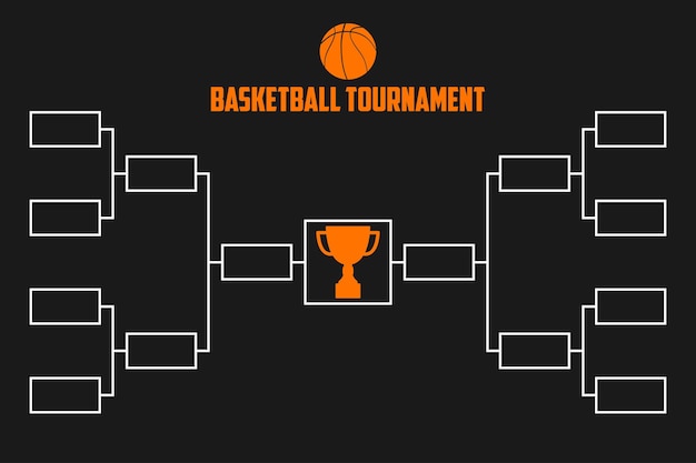 Tournament Bracket. Basketball championship scheme with trophy cup. Sport vector illustration.