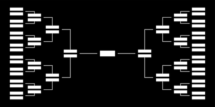 Vector tournament bracket blank on black background sport championship football or basketball tourney