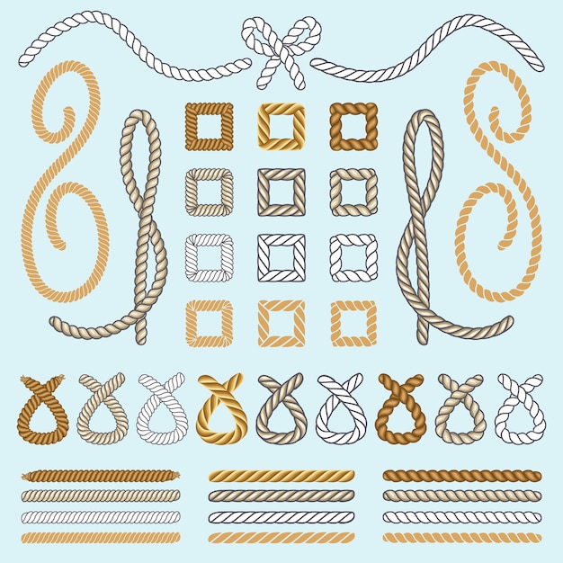 Touw borstels vector set