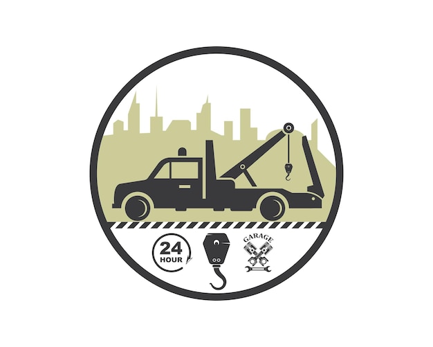 Tow truck vector icon logo design